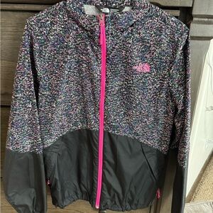 The North Face Black Jacket with Pink and Green Accents
